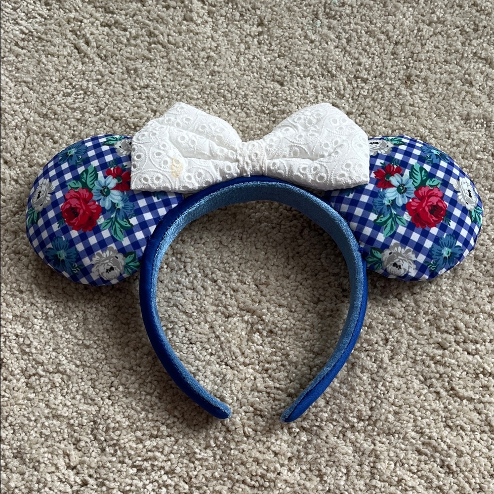 Disney Parks Gingham Floral Lace Ears